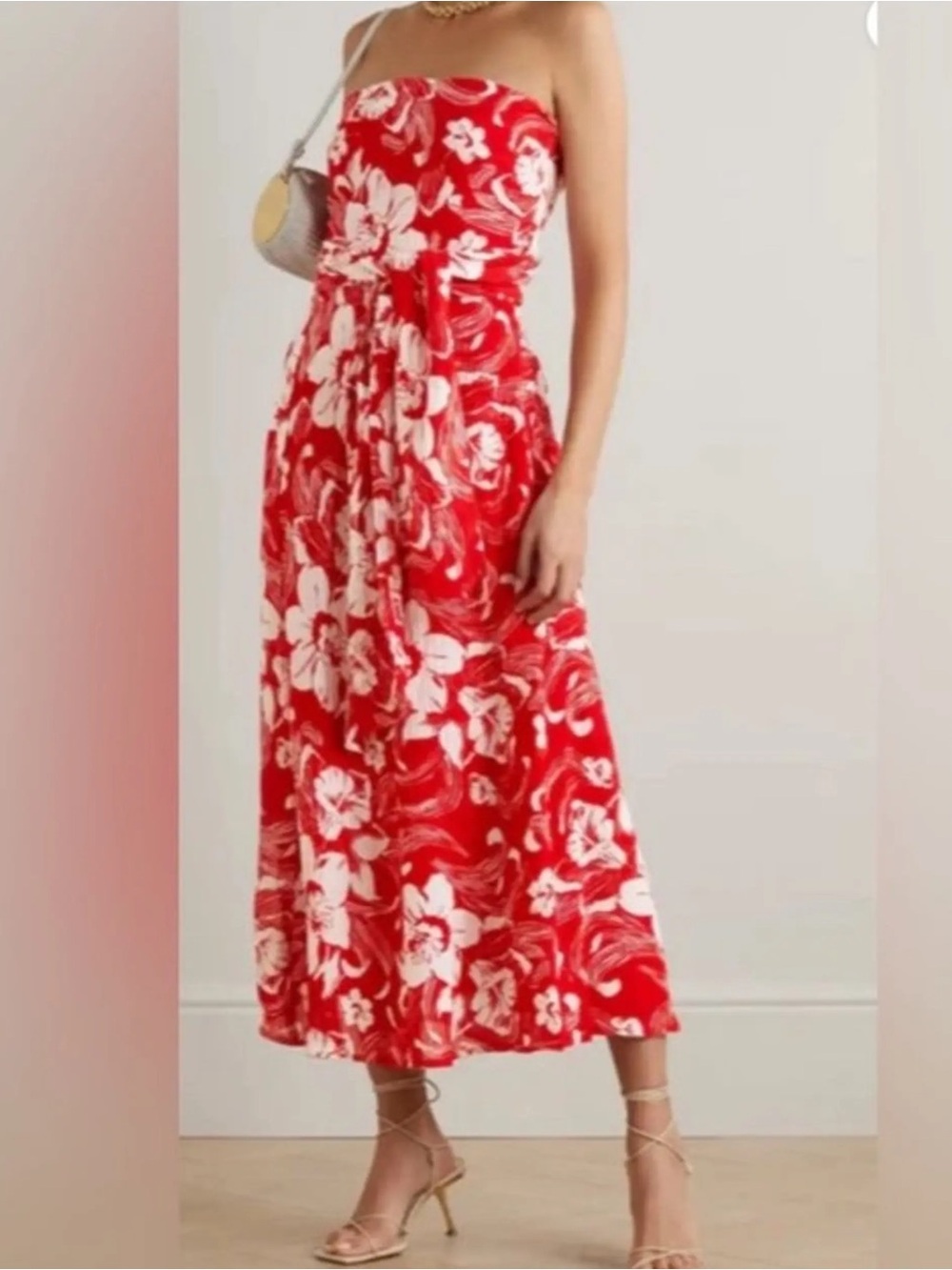 Faithfull The Brand Maivi Strapless Floral Midi Dress size 6